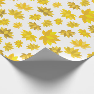 Papier Cadeau Automne Golden Flowers Design automne blanc sans c