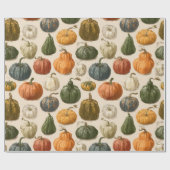 Papier Cadeau Automne Halloween Citrouille Vintage  (Plat)
