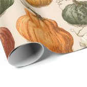 Papier Cadeau Automne Halloween Citrouille Vintage  (Coin rond)