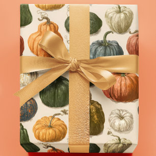 Papier Cadeau Automne Halloween Citrouille Vintage 