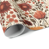 Papier Cadeau Automne Moderne Automne Botanique Floral (Coin rond)