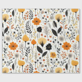 Papier Cadeau Automne Moderne Boho Automne Botanique Floral (Plat)