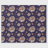 Papier Cadeau Automne Moody Flowers Automne aquarelle bleu Motif (Plat)