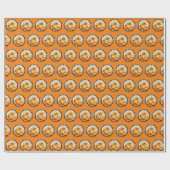 Papier Cadeau Automne Orange Citrouille Floral (Plat)