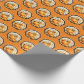 Papier Cadeau Automne Orange Citrouille Floral (Coin)