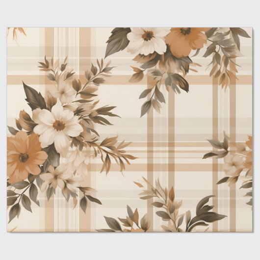 Papier Cadeau Automne Plaid Confortable Automne Design Motif (Plat)