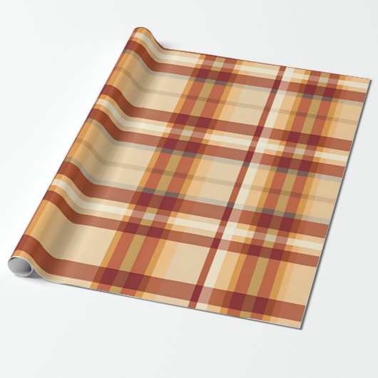 Papier Cadeau Automne Plaid Confortable Automne Design Motif (Déroulé)