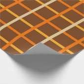 Papier Cadeau Automne Plaid Motif en Orange Vert et Brown (Coin)