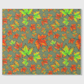 Papier Cadeau Automne rouge orange feuille érable feuille (Plat)