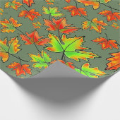 Papier Cadeau Automne rouge orange feuille érable feuille (Coin)