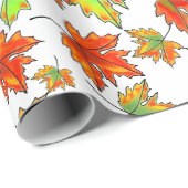 Papier Cadeau Automne rouge orange feuille érable feuille (Coin rond)