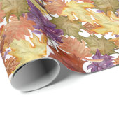 Papier Cadeau Automne Saison Automne Rustique Feuilles Arbre (Coin rond)