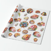 Papier Cadeau Automne Thankgiving Turquie Dîner Nourriture (Déroulé)