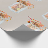 Papier Cadeau Automne Thanksgiving Mason Jar Rustique Pinecone (Coin)