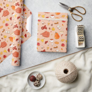 Papier Cadeau Automne Tomate Pomme de Terre Champignon Pull Thé