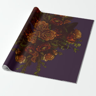 Papier Cadeau Automne Violet Rustique Orange Mariage Élégant got
