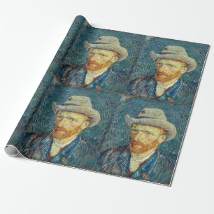 Papier Cadeau Autoportrait de Vincent Van Gogh avec chapeau de f