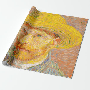 Papier Cadeau Autoportrait de Vincent Van Gogh avec chapeau de p