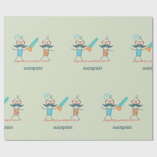 Papier Cadeau Autopsist Médicale Humour with Mustache Characters (Plat)