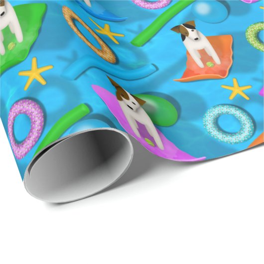 Papier Cadeau autre fête de la piscine Parson Jack Russell Terri (Coin rond)