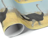 Papier Cadeau Autruche en course (Coin rond)