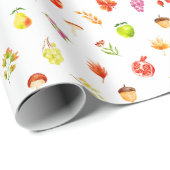 Papier Cadeau Autumn Fall Harvest Pattern (Coin rond)