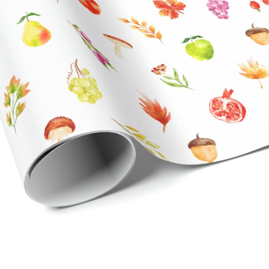 Papier Cadeau Autumn Fall Harvest Pattern (Coin rond)