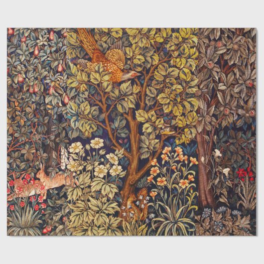 Papier Cadeau AUTUMN FOREST ANIMALS Haricots, faisan, Brown Flor (Plat)