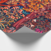 Papier Cadeau AUTUMN FOREST ANIMALS Haricots, faisan, Floral rou (Coin)