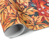 Papier Cadeau AUTUMN FOREST ANIMALS Haricots, faisan, Floral rou (Coin rond)