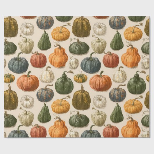 Papier Cadeau Autumn Halloween Pumpkin Vintage (Plat)