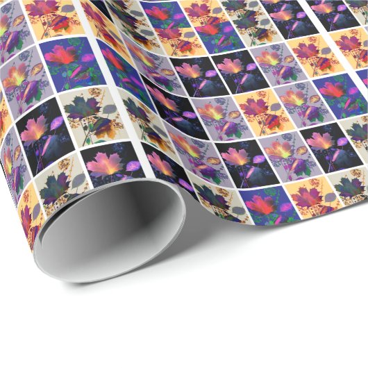 Papier Cadeau Autumn Leaves Rustic Patchwork (Coin rond)