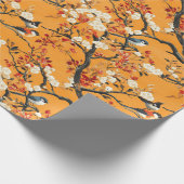 Papier Cadeau Autumn Orange Floral Birds Chinoiserie (Coin)