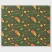 Papier Cadeau Autumn Pumpkins and Fall Leaves Happy Thanksgiving (Plat)