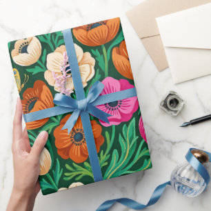 Papier cadeau aux anémones scandinaves abstraites