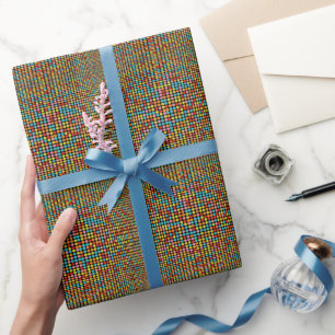 Papier cadeau aux cercles d'Op Art colorés des ann