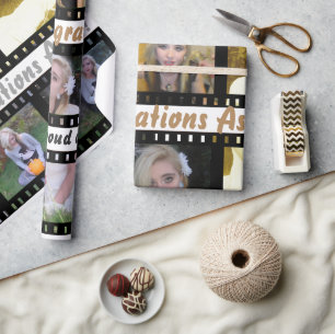 Papier Cadeau avec Bandes de Film Cinématographiqu