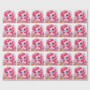 Papier Cadeau avec Dessin Chibi de Cheval Rose Kaw