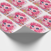 Papier Cadeau avec Dessin Chibi de Cheval Rose Kaw (Coin)