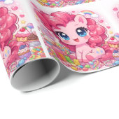 Papier Cadeau avec Dessin Chibi de Cheval Rose Kaw (Coin rond)