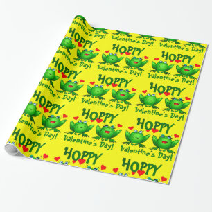 Papier cadeau avec grenouilles de dessin animé pou
