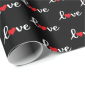 Papier Cadeau avec le Mot Amour (Coin rond)