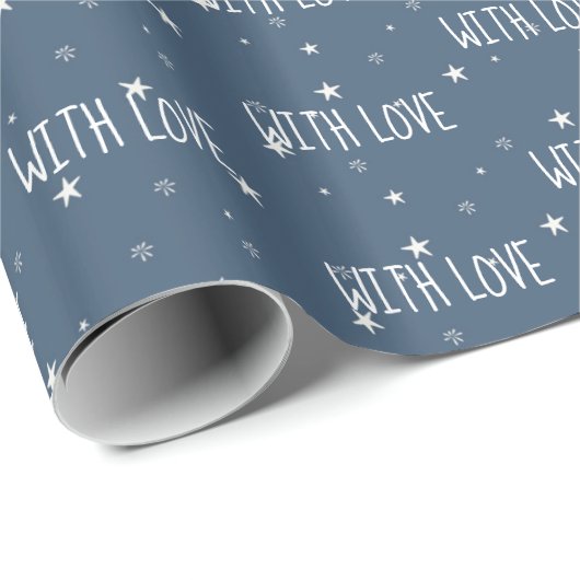 Papier Cadeau Avec texte d'amour Étoiles blanches Emballage papi (Coin rond)