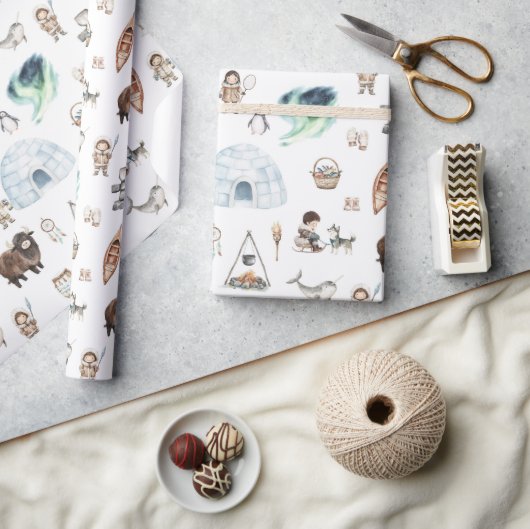Papier Cadeau Aventure Arctique Aurores Boréales (Artisanat)