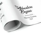 Papier Cadeau Aventure commence 1er anniversaire nom date simple (Coin rond)