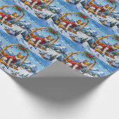 Papier Cadeau Aventure de télésiège de Noël de Wire Fox Terrier (Coin)