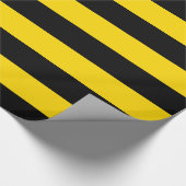 Papier Cadeau Avertissement Jaune et Noir Attention rayée (Coin)