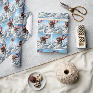 Papier Cadeau Aviateur Souris Piloter un avion en papier