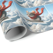 Papier Cadeau Aviateur Souris Piloter un avion en papier (Coin rond)