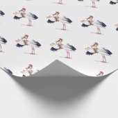 Papier Cadeau Aviator Stork transportant des jumeaux (Coin)